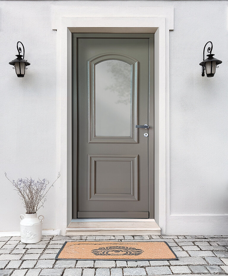 porte d'entrée bois gris