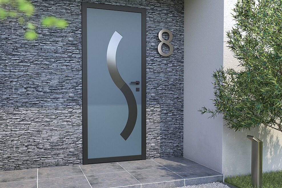 Porte d'entrée Aluminium Cadre Noir ligne Exclusivités